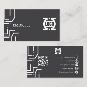 Moderne Tech Printplaat QR Code Zakelijke Kaart Visitekaartje
