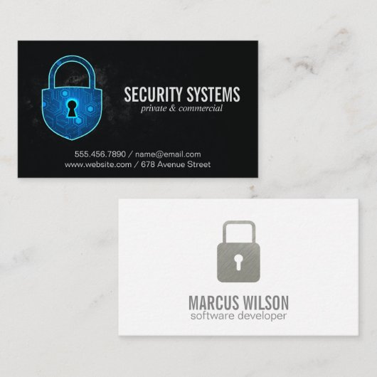 Moderne Tech Security Pad-vergrendeling Visitekaartje (Voorkant / Achterkant)