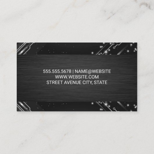 Moderne technische knooppunten | Zwarte textuur | Visitekaartje (Achterkant)