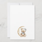 Moderne Teddybeer Maan Sterren Blauw Baby shower Kaart (Achterkant)