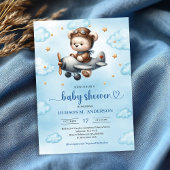 Moderne teddybeer piloot blauwe bruine jongens dou kaart