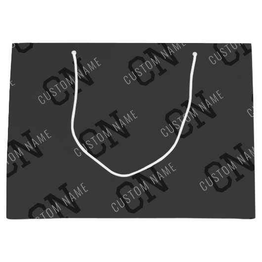 Moderne Tegel Donkergrijze Gebrandmerkte Naam/ande Groot Cadeauzakje (Voorkant)