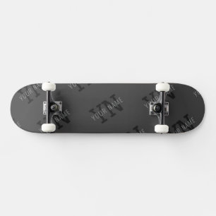 Moderne Tegel Donkergrijze Monogram Naam/Andere Te Skateboard
