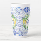 Moderne Tegel in het blauw van het Middellandse-Ze Latte Mok (Voorkant)