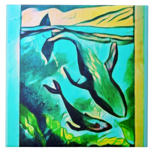 Moderne Tegel voor walviskunst Tegeltje