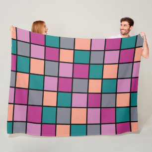 Moderne Tegels Patroon 5 kleuren Fleece Deken