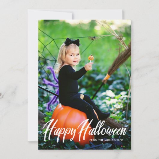 Moderne tekst Halloween Full Bleed Photo Card Feestdagenkaart (Voorkant)
