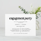 Moderne tekst | Zwart-wit verlovingsfeest Kaart (Staand voorkant)