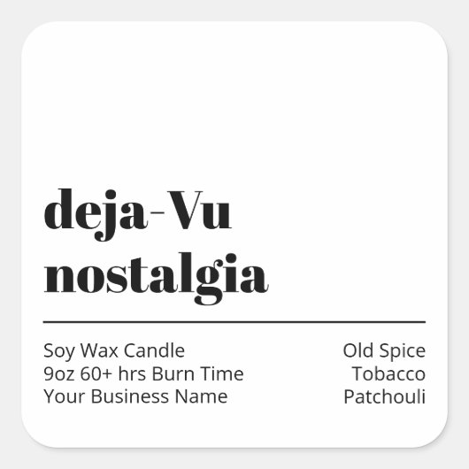 Moderne tekstwitproductlabels vierkante sticker (Voorkant)