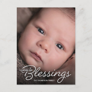 Moderne tellen onze zegeningen baby foto pasgebore aankondigingskaart