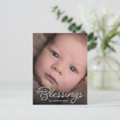 Moderne tellen onze zegeningen baby foto pasgebore aankondigingskaart (Staand voorkant)