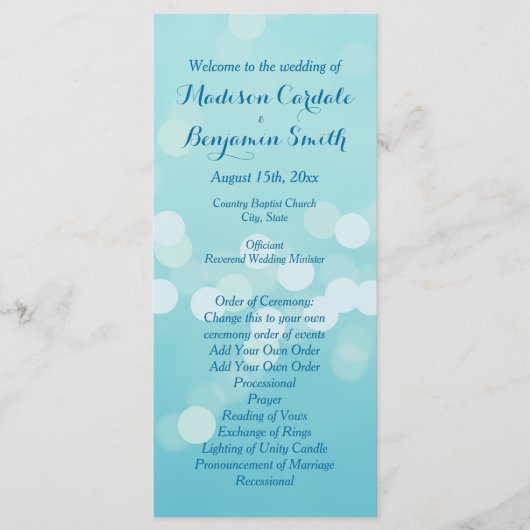 Moderne tendance Aqua Blue Wedding Programme Modèl (Devant)