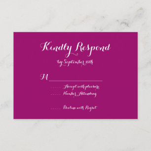Moderne tendance élégante Magenta Wedding Cartes R