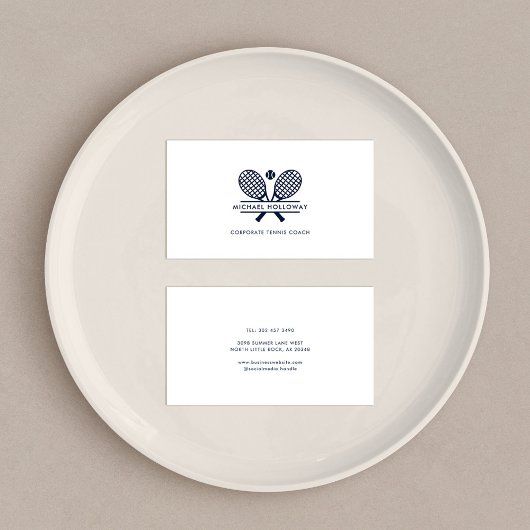 Moderne Tennis Coach Minimalistische Aangepaste Visitekaartje
