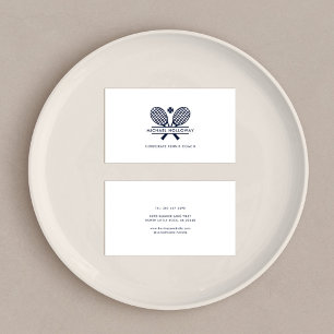 Moderne tenniscoach minimalistisch wit visitekaartje