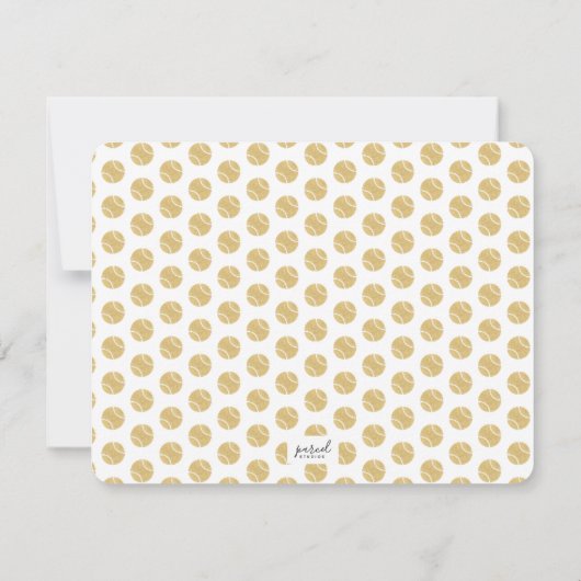 Moderne tennisracket in goud en wit dank je wel bedankkaart (Achterkant)