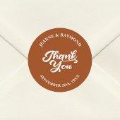 Moderne terracotta aangepaste bruiloft dank u guns ronde sticker