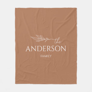 Moderne Terracotta Aanpasbare Familienaam Fleece Deken