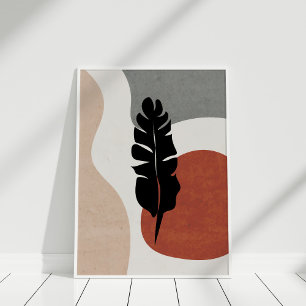 Moderne Terracotta Abstracte Botanische Muurkunst Poster