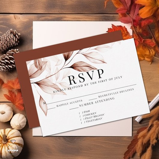 Moderne terracotta blad schets RSVP kaartje