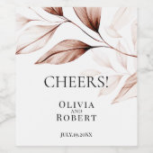 Moderne terracotta bladeren schets wijn etiket (Enkel label)