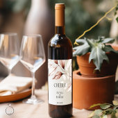 Moderne terracotta bladeren schets wijn etiket