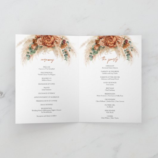 Moderne Terracotta bloemen bordeaux pampas program Programma (Binnen)