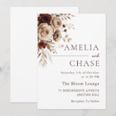 Moderne Terracotta Boheemse Bloem Bruiloft Kaart (Voorkant / Achterkant)