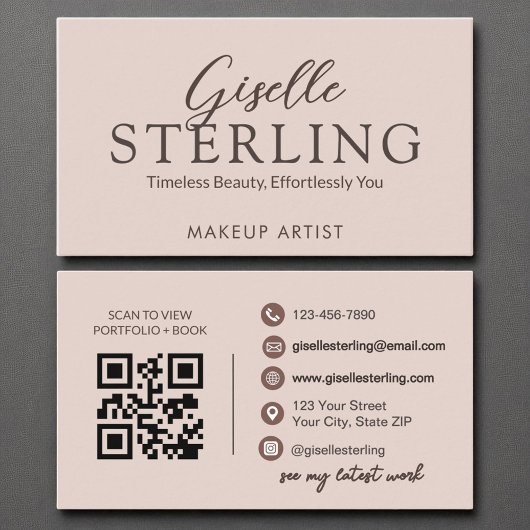 Moderne Terracotta Boho Script Elegante QR-code Visitekaartje