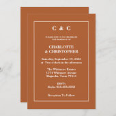 Moderne Terracotta Brunt Sinaasappel Fall bruiloft Kaart (Voorkant / Achterkant)