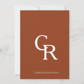 Moderne Terracotta Burnt Sinaasappel Monogram Brui Save The Date (Achterkant)