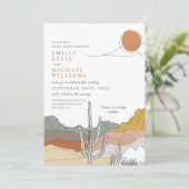 Moderne Terracotta Desert Line Art Wedding Kaart (Staand voorkant)