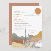Moderne Terracotta Desert Line Art Wedding Kaart (Voorkant / Achterkant)