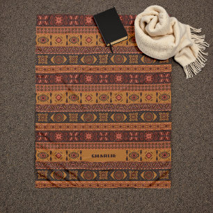 Moderne Terracotta Etnische Tribal Sierpatroon Fleece Deken