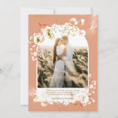 Moderne Terracotta Koraal Bloem Foto DANK JE WEL Bedankkaart (Voorkant)