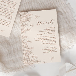 Moderne Terracotta Minimale Bladeren Trouwdetails Informatiekaartje