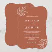 Moderne terracotta minimalistische bruiloft kaart (Voorkant / Achterkant)