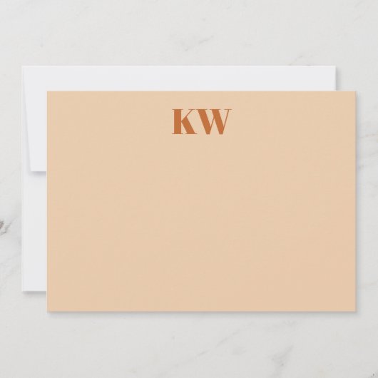 Moderne Terracotta Monogram Initialen Gepersonalis Bedankkaart (Voorkant)
