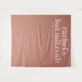 Moderne Terracotta Roze Bat Mitzvah-fotobackdrop Wandkleed (Voorkant (horizontaal))