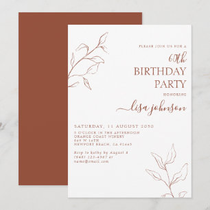 Moderne Terracotta Script Botanische 60e verjaarda Kaart
