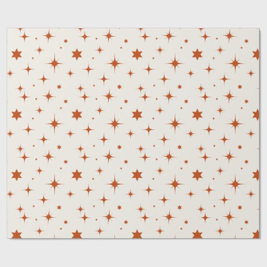 Moderne Terracotta Sterrenpatroon Kerstmis Cadeaupapier (Vlak)
