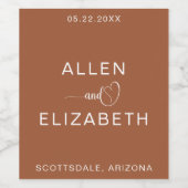 Moderne terracotta stijlvolle bruiloft mousserende wijn etiket (Enkel label)