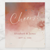 Moderne terracotta woestijn boho bruiloft gejuich wijn etiket (Enkel label)