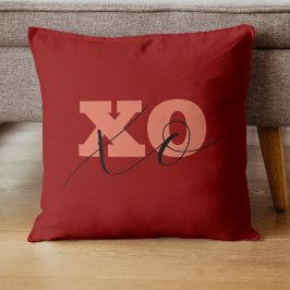 Moderne Terracotta Zwart XOXO Valentijn Gift Label Kussen