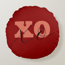Moderne Terracotta Zwart XOXO Valentijn Gift Label Rond Kussen