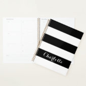 Moderne terug wit gestreepte aangepaste scriptnaam planner (Display)