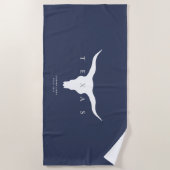 Moderne Texas Longhorn zomer aangepaste naam blauw Strandlaken (Voorkant)