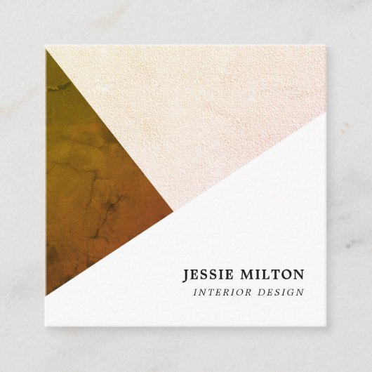 Moderne textuur geometrische interieur ontwerper vierkante visitekaartje (Voorkant)