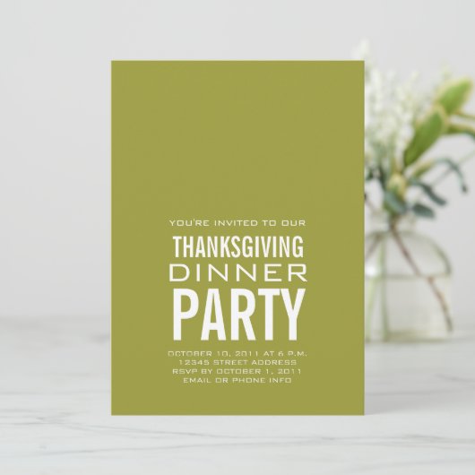 MODERNE THANKSGIVING DÎNER INVITATION VERT (Debout devant)