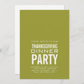 MODERNE THANKSGIVING DÎNER INVITATION VERT (Devant / Derrière)